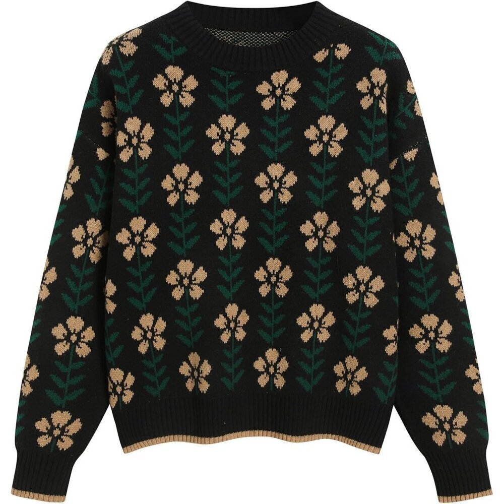 Women’s Long Sleeve Crew Neck Sweater Fall Knit Oversized Pullover
